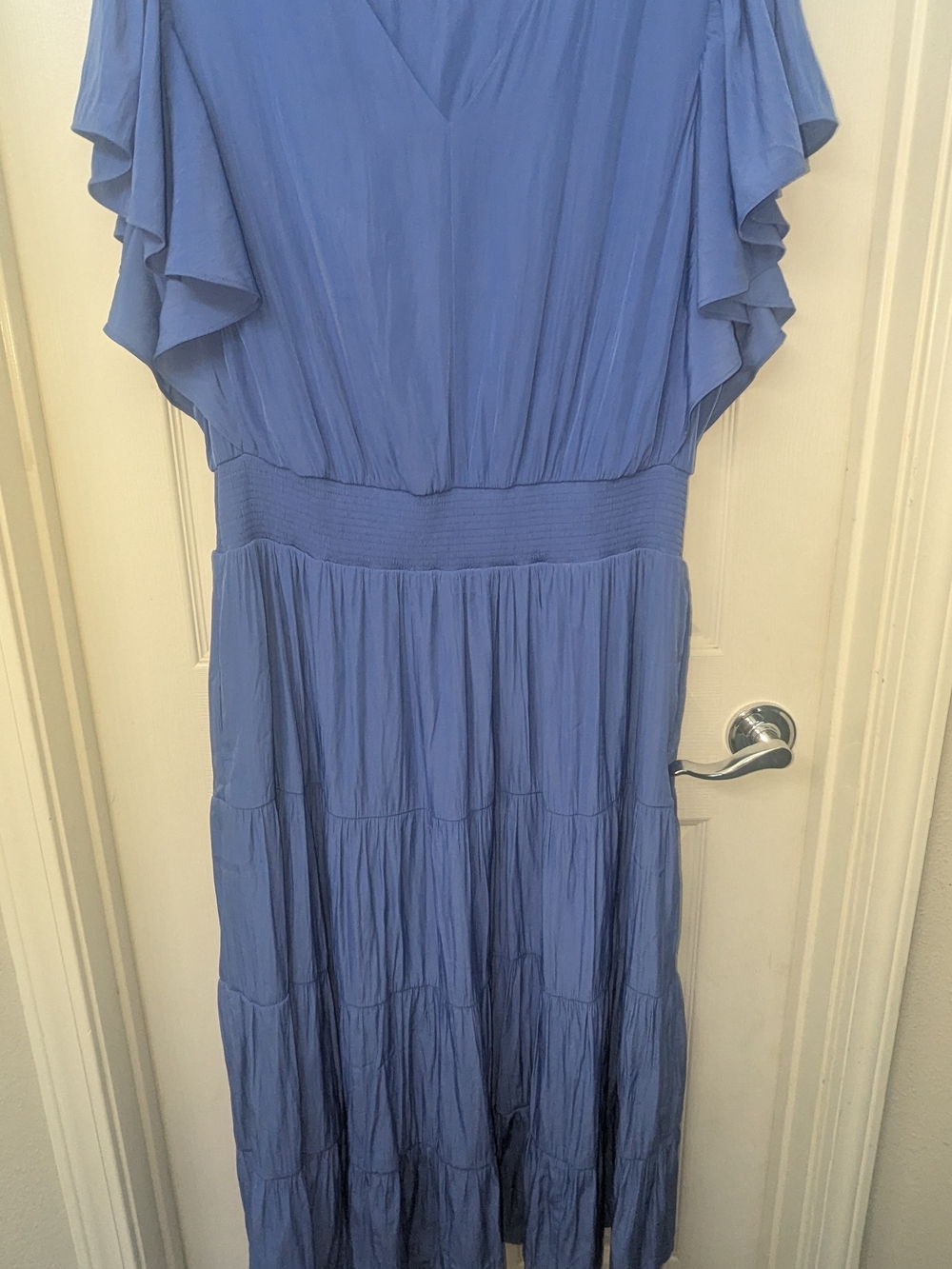 Chico's Periwinkle Flutter Sleeve Maxi Dress